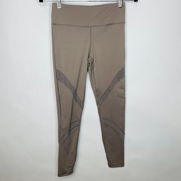 mono b Taupe Tan Leggings Mesh Inset Sz Small - Picture 3 of 6